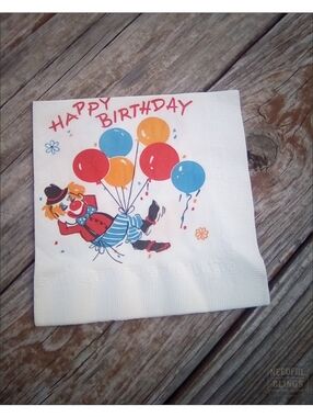 Vintage Clown Balloon Birthday Napkins Lot 11 Unused Party Decor
